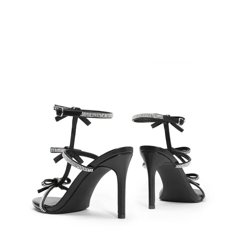 Rhinestone Bow Stiletto Sandals