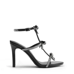 Rhinestone Bow Stiletto Sandals