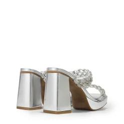 Rhinestone Braided Strap Heel Sandals