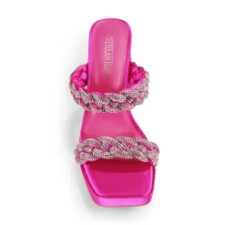 Rhinestone Braided Strap Heel Sandals
