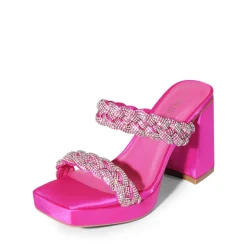 Rhinestone Braided Strap Heel Sandals