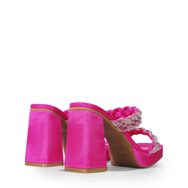 Rhinestone Braided Strap Heel Sandals