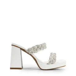 Rhinestone Braided Strap Heel Sandals