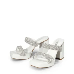 Rhinestone Braided Strap Heel Sandals