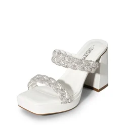 Rhinestone Braided Strap Heel Sandals