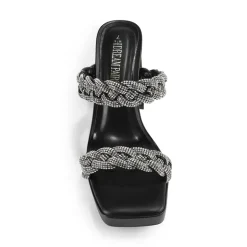 Rhinestone Braided Strap Heel Sandals