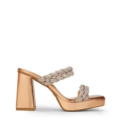 Rhinestone Braided Strap Heel Sandals