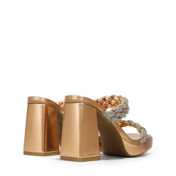 Rhinestone Braided Strap Heel Sandals