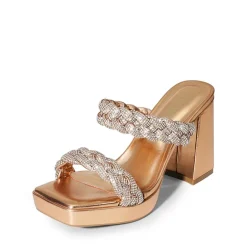 Rhinestone Braided Strap Heel Sandals