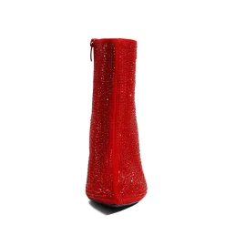 Rhinestone Chunky Heel Ankle Boots