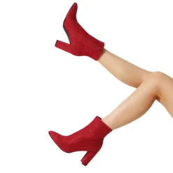 Rhinestone Chunky Heel Ankle Boots