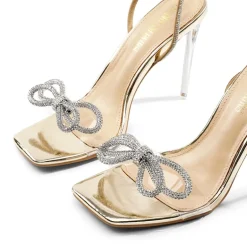 Rhinestone Double Bow Stiletto Heels