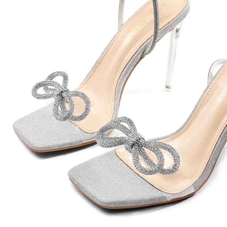 Rhinestone Double Bow Stiletto Heels
