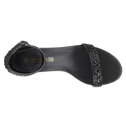 Rhinestone 3-Inch Chunky Heel Sandals