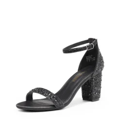 Rhinestone 3-Inch Chunky Heel Sandals