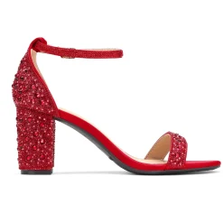 Rhinestone 3-Inch Chunky Heel Sandals