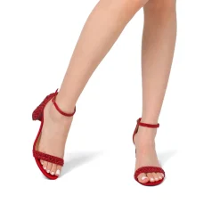 Rhinestone 3-Inch Chunky Heel Sandals
