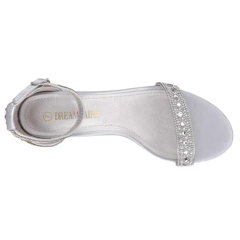 Rhinestone 3-Inch Chunky Heel Sandals