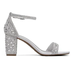Rhinestone 3-Inch Chunky Heel Sandals
