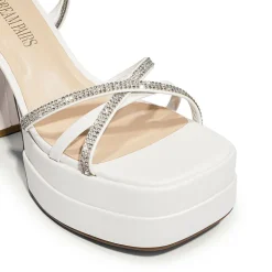 Rhinestone Lace Up Platform Heel Sandals