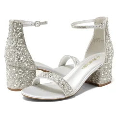 Rhinestone Low Chunky Heel Sandals