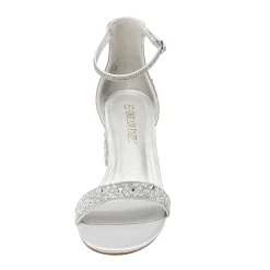Rhinestone Low Chunky Heel Sandals