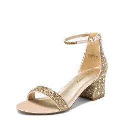 Rhinestone Low Chunky Heel Sandals