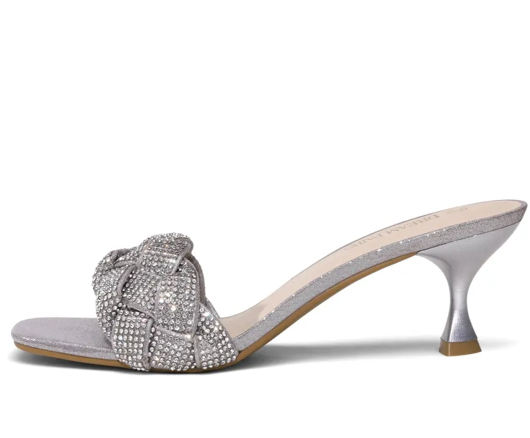 Rhinestone Open Toe Kitten Heel Mule Sandals