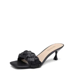 Rhinestone Open Toe Kitten Heel Mule Sandals