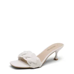 Rhinestone Open Toe Kitten Heel Mule Sandals