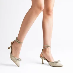 Rhinestone Pointed Toe Slingback Pumps