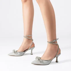 Rhinestone Pointed Toe Slingback Pumps