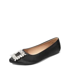 Rhinestone Square Buckle Flats