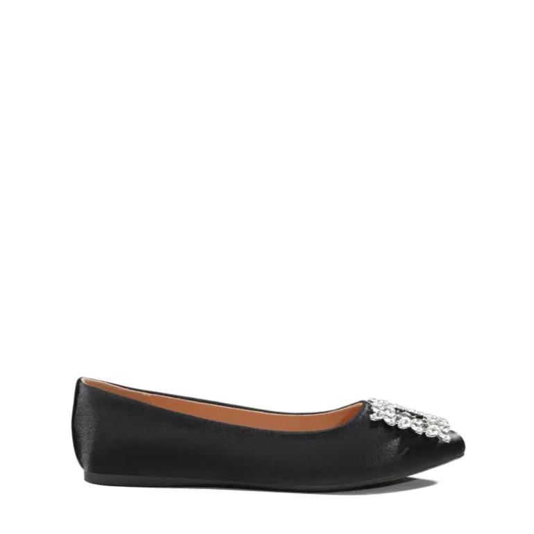 Rhinestone Square Buckle Flats
