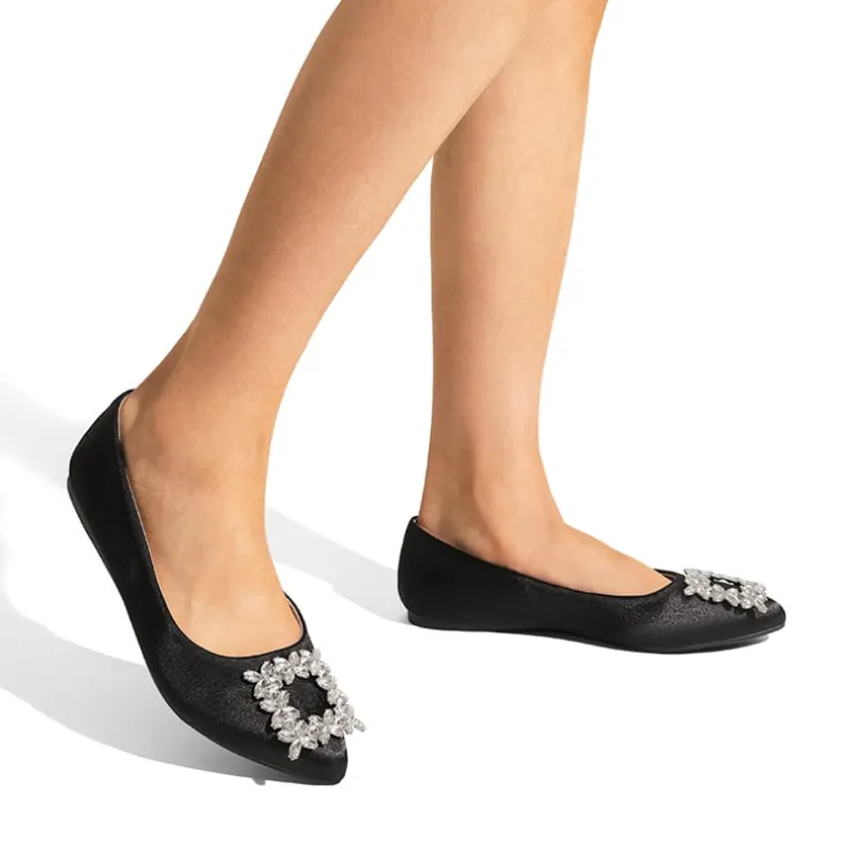 Rhinestone Square Buckle Flats