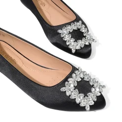 Rhinestone Square Buckle Flats