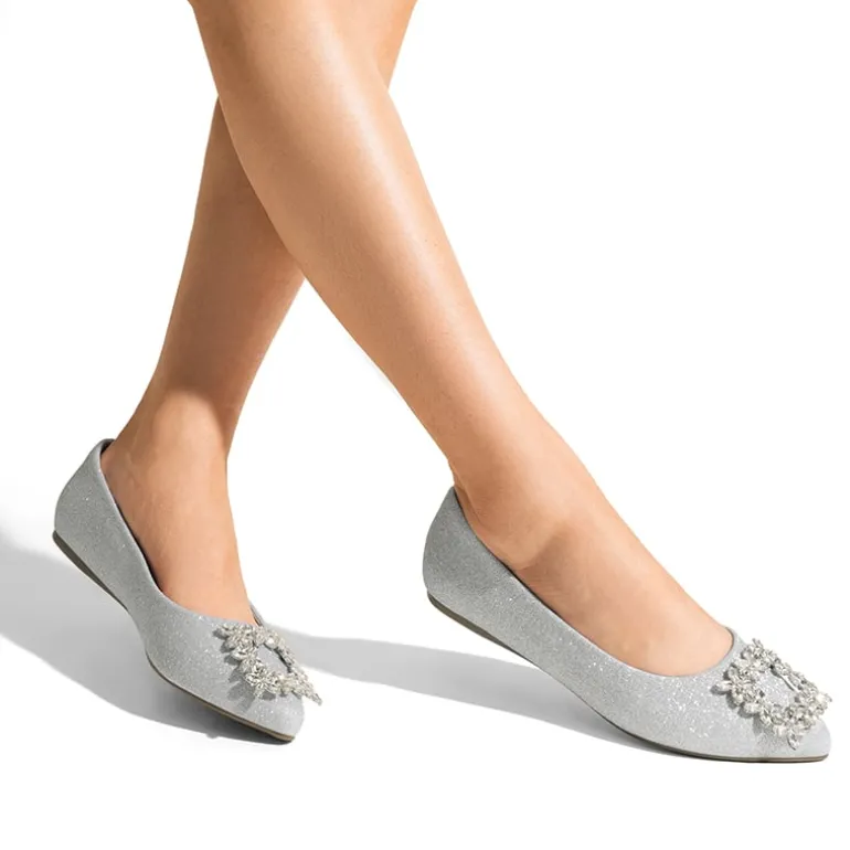 Rhinestone Square Buckle Flats