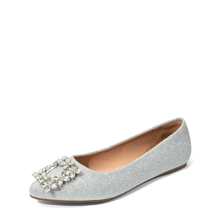 Rhinestone Square Buckle Flats
