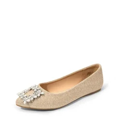 Rhinestone Square Buckle Flats