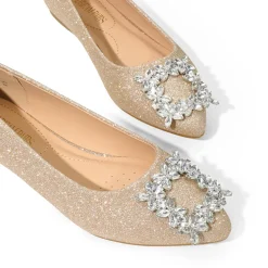 Rhinestone Square Buckle Flats