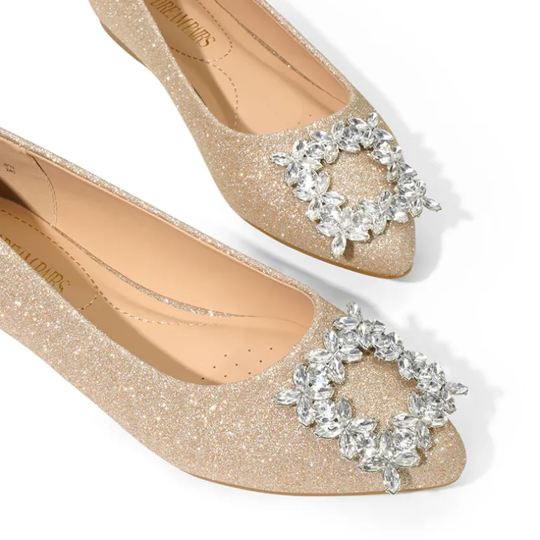 Rhinestone Square Buckle Flats