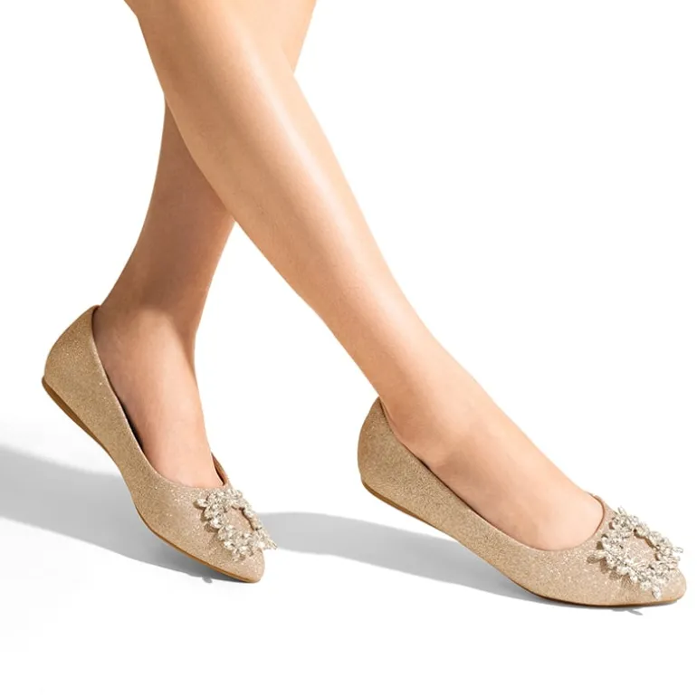 Rhinestone Square Buckle Flats