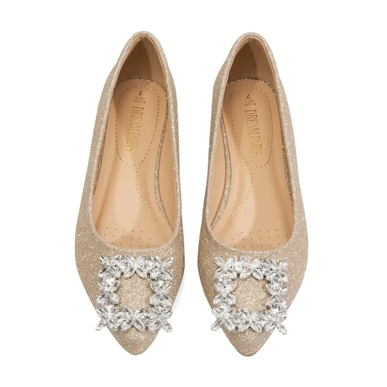 Rhinestone Square Buckle Flats