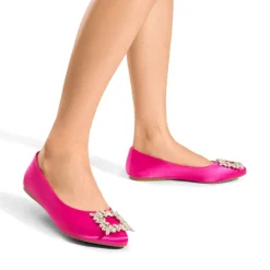 Rhinestone Square Buckle Flats