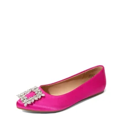 Rhinestone Square Buckle Flats
