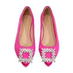 Rhinestone Square Buckle Flats