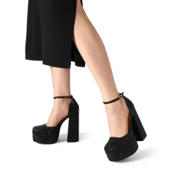 Rhinestone Square Toe Platform Pumps