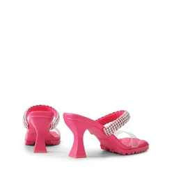 Rhinestone Strap Quilted Heel Sandals