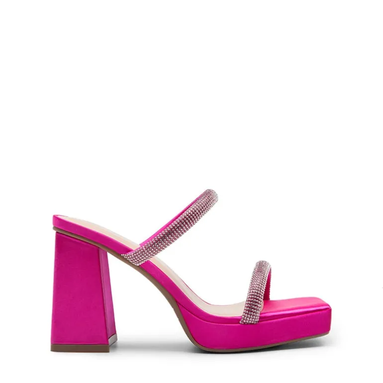 Rhinestone Straps Chunky Sandals