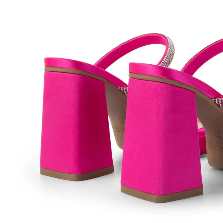 Rhinestone Straps Chunky Sandals